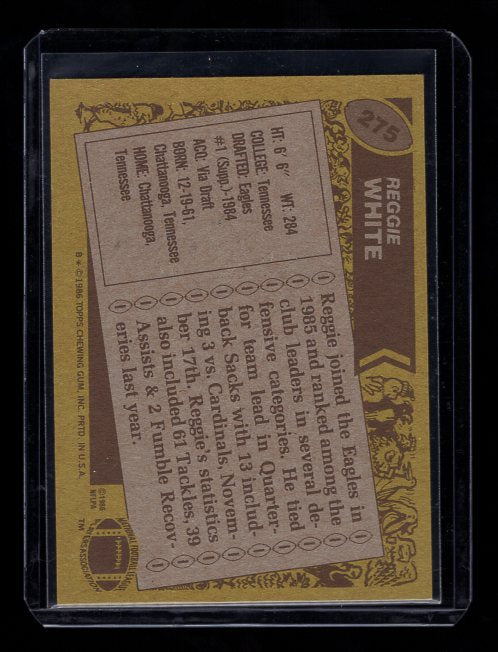 1986 Topps #275 Reggie White Rookie / RC (Philadelphia Eagles)