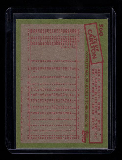 1985 Topps #360 Steve Carlton (Philadelphia Phillies)