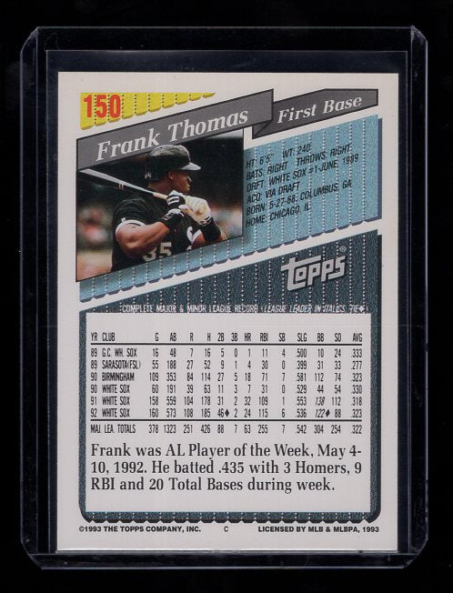 1993 Topps #150 Frank Thomas (White Sox)