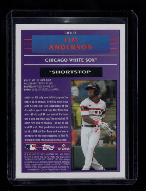 2022 Topps Finest Cornerstones Refractor #94FC-TA Tim Anderson (White Sox)