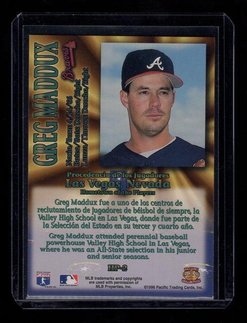 1996 Pacific Hometowns #HP2 Greg Maddux (Atlanta Braves)
