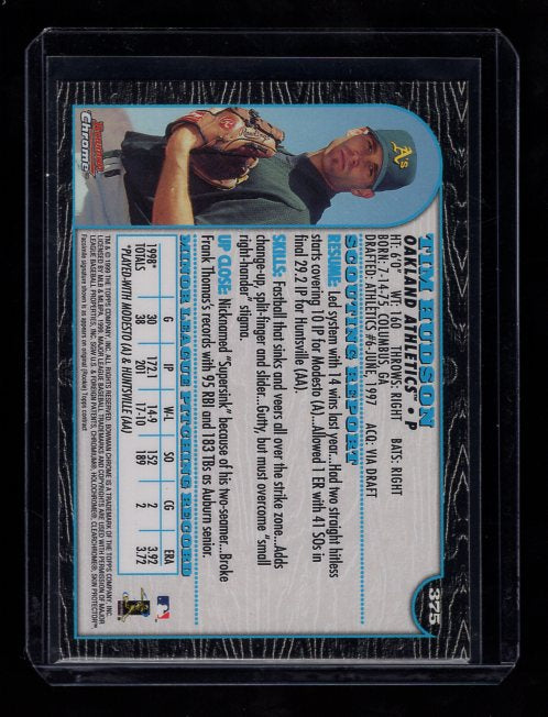 1999 Bowman Chrome #375 Tim Hudson Rookie (Oakland Athletics)