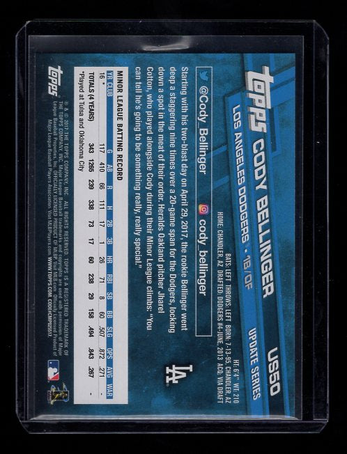 2017 Topps #US50 Cody BellingerRookie (Los Angeles Dodgers)