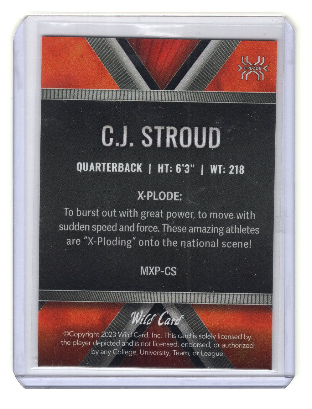 2023 Wild Card Matte CJ Stroud "X-Plode" Rookie RC #'d /100 (Houston Texans)