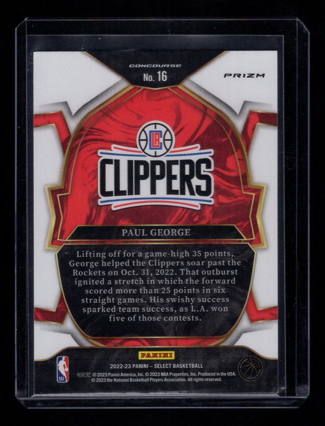 2022-23 Select Prizms "Red Cracked Ice" #16 Paul George (Los Angeles Clippers)