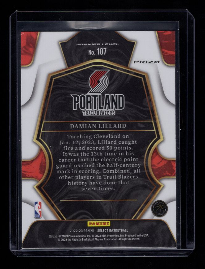2022-23 Select Prizms "Red Cracked Ice" #107 Damian Lillard (Portland Trail Blazers)