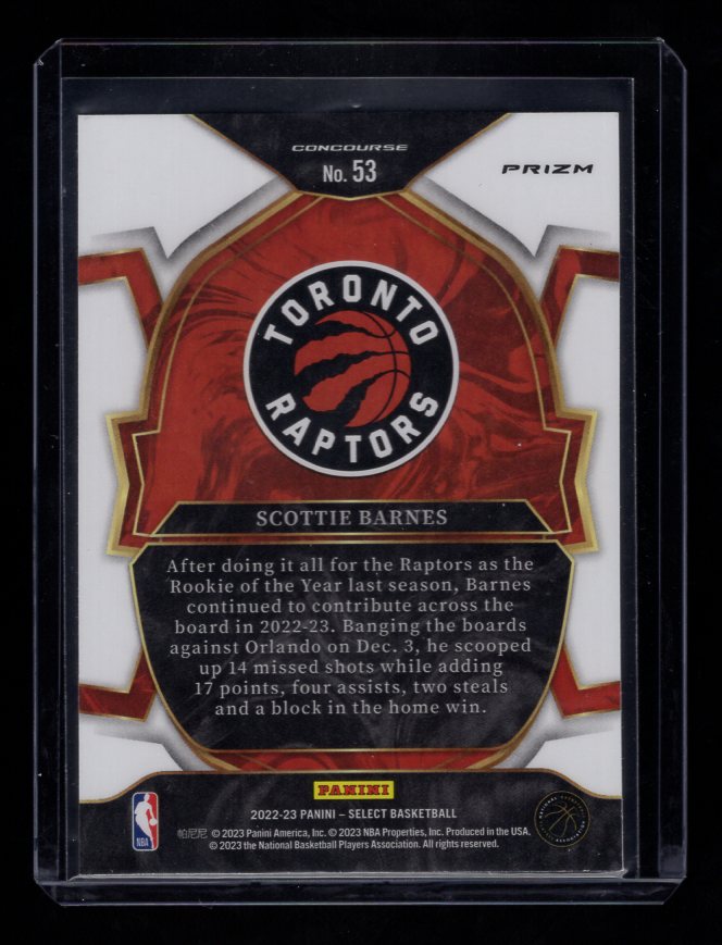 2022-23 Select Prizms "Red Cracked Ice" #53 Scottie Barnes (Toronto Raptors)