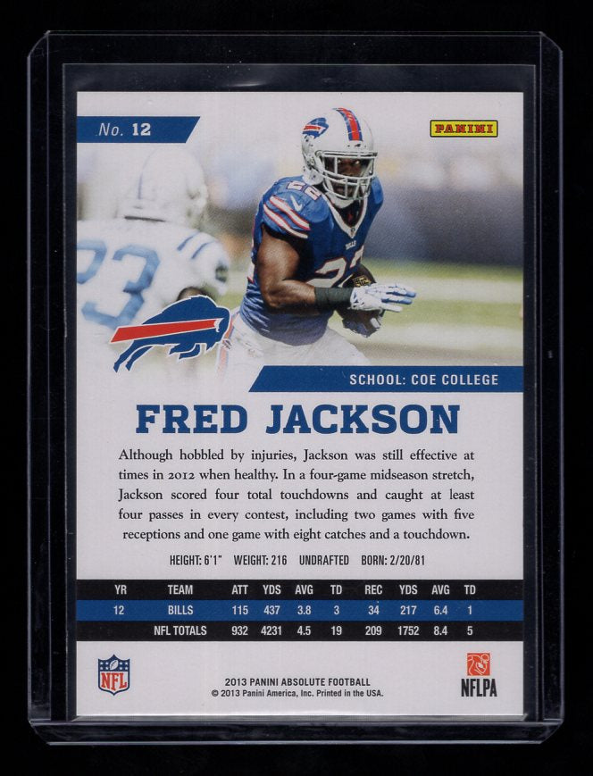 2013 Absolute Spectrum Silver #12 Fred Jackson #'d /99 (Buffalo Bills)