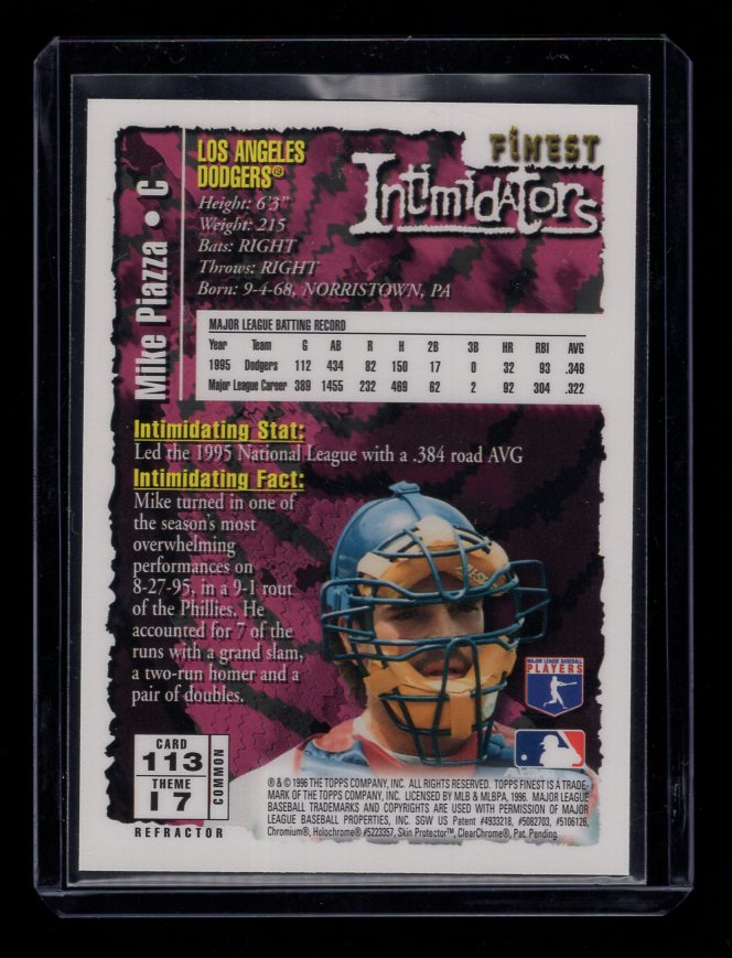 1996 Finest Refractors #B113 Mike Piazza (Los Angeles Dodgers)