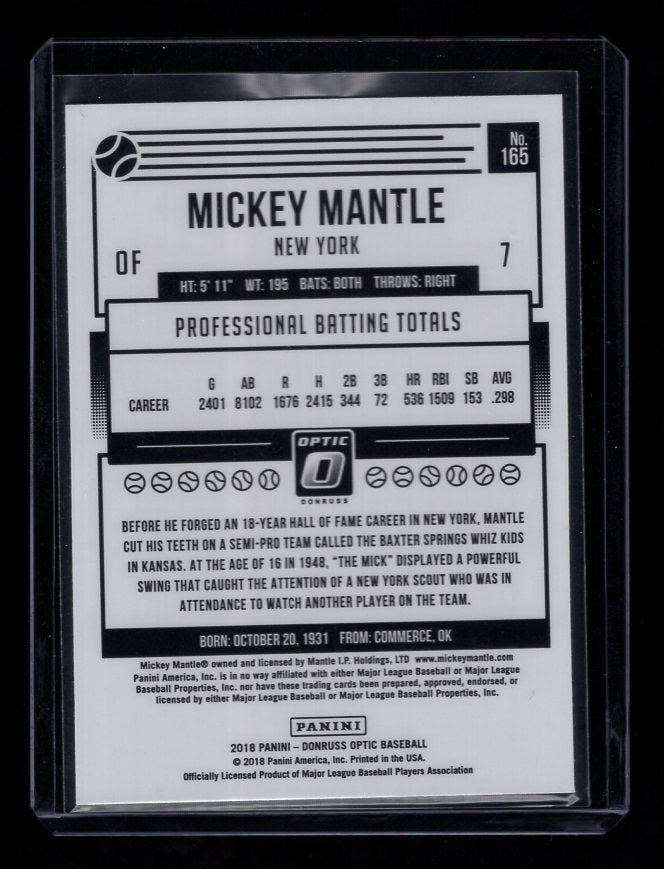 2018 Donruss Optic #165 Mickey Mantle (New York Yankees)