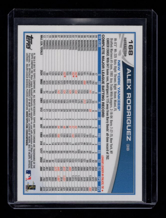 2013 Topps Chrome Purple Refractors #168 Alex Rodriguez (New York Yankees)