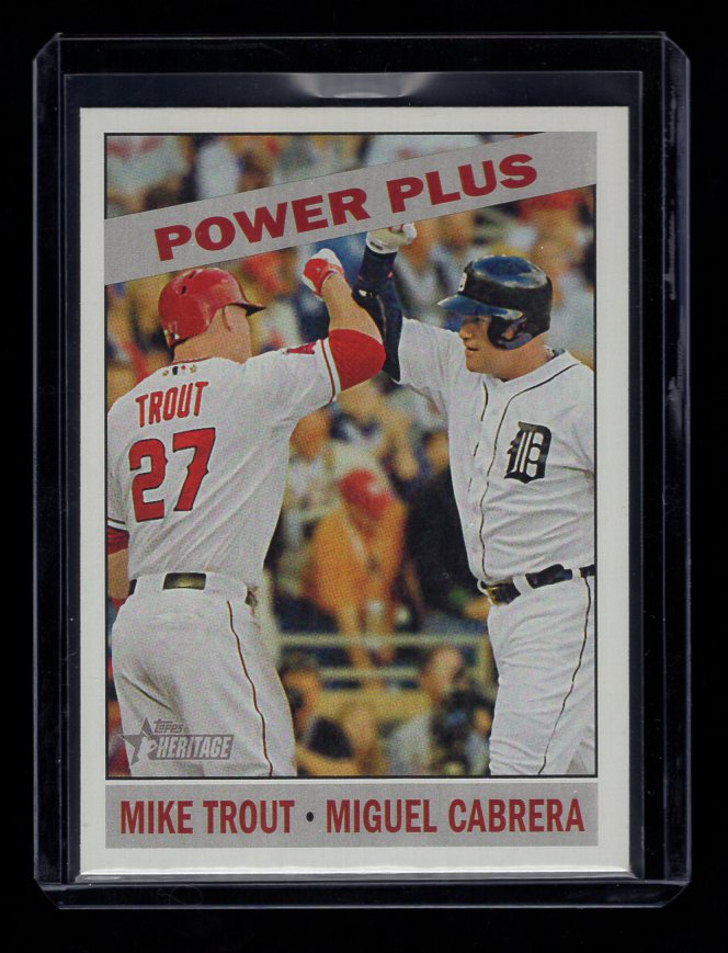 2015 Topps Heritage #52 Mike Trout (Los Angeles Angels) / Miguel Cabrera (Detroit Tigers)