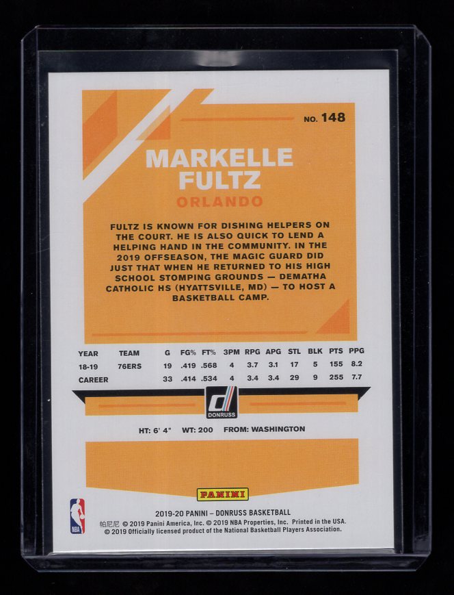 2019-20 Donruss Press Proof Silver #148 Markelle Fultz #'d /349 (Orlando Magic)