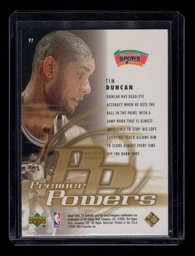 2000-01 SP Authentic Premier Powers #P7 Tim Duncan (San Antonio Spurs)