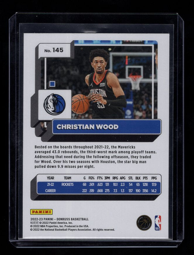 2022-23 Donruss Holo Green Laser #145 Christian Wood (Dallas Mavericks)