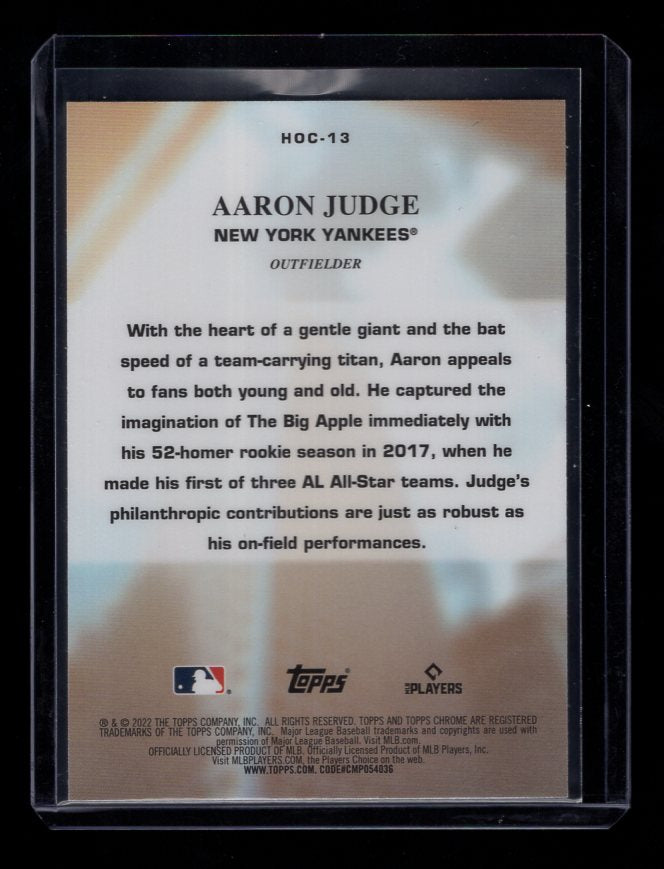 2022 Topps Chrome Heart of the City #HOC13 Aaron Judge (New York Yankees)