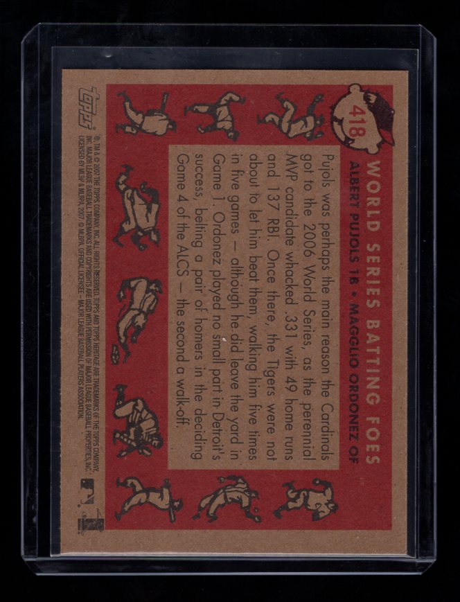 2007 Topps Heritage #418 Albert Pujols (St. Cardinals) / Magglio Ordonez (Detroit Tigers)