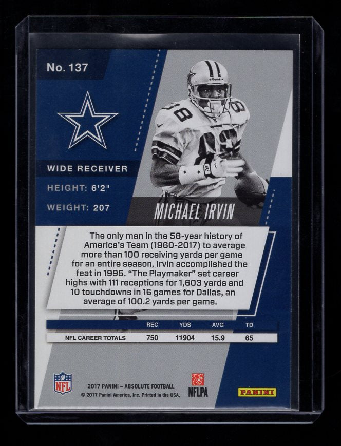 2017 Absolute #137 Michael Irvin #'d /499 (Dallas Cowboys)