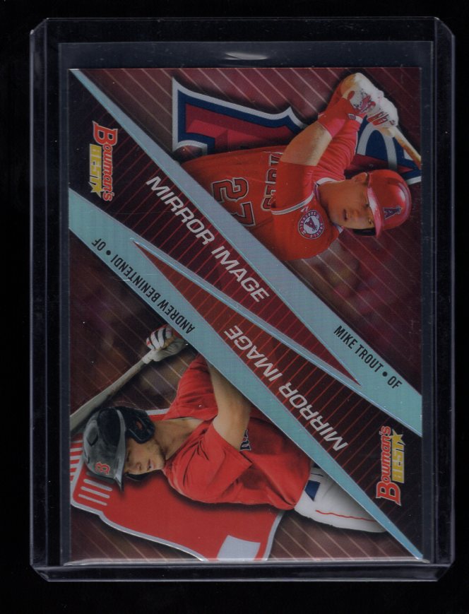 2015 Bowman's Best Mirror Image #MI19 Mike Trout (Angels) /Andrew Benintendi (Red Sox)