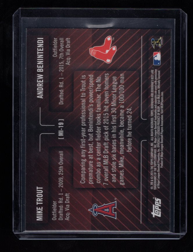 2015 Bowman's Best Mirror Image #MI19 Mike Trout (Angels) /Andrew Benintendi (Red Sox)