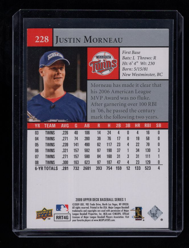 2009 Upper Deck Gold #228 Justin Morneau #'d /99 (Minnesota Twins)