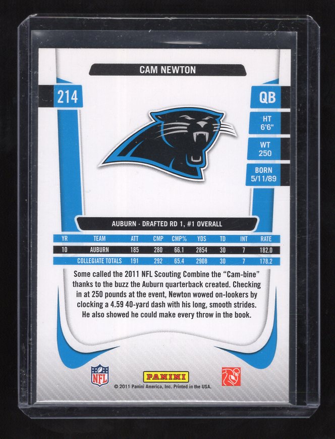 2011 Prestige #214A Cam Newton Rookie (Carolina Panthers)