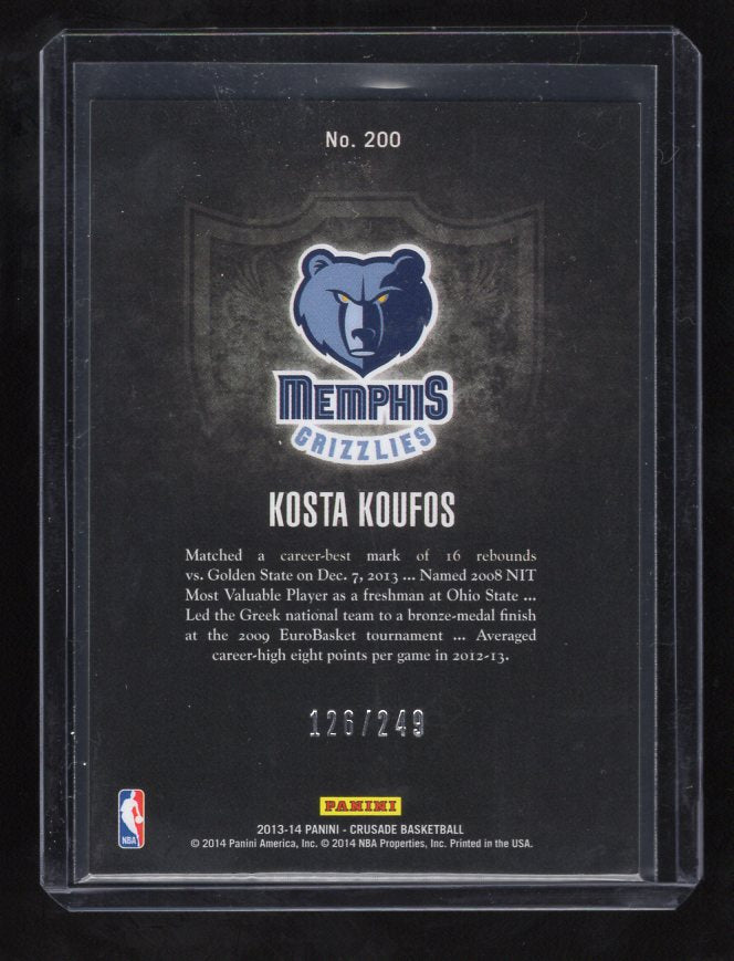 2013-14 Panini Crusade Insert Teal #200 Kosta Koufos #'d 126/249 (Memphis Grizzlies)