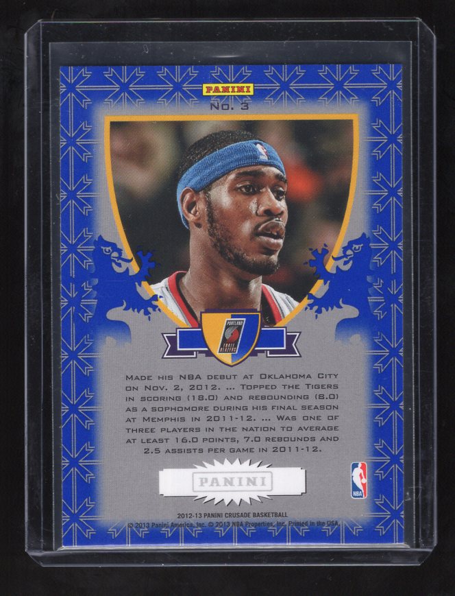2012-13 Panini Crusade Insert Blue #3 Will Barton (Portland Trail Blazers)