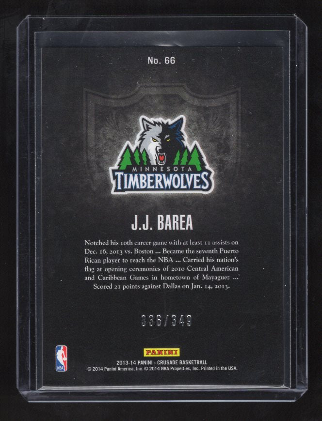 2013-14 Panini Crusade Insert Red #66 J.J. Barea #'d 336/349 (Minnesota Timberwolves)