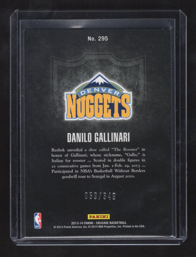 2013-14 Panini Crusade Insert Red #295 Danilo Gallinari #'d 059/349 (Denver Nuggets)
