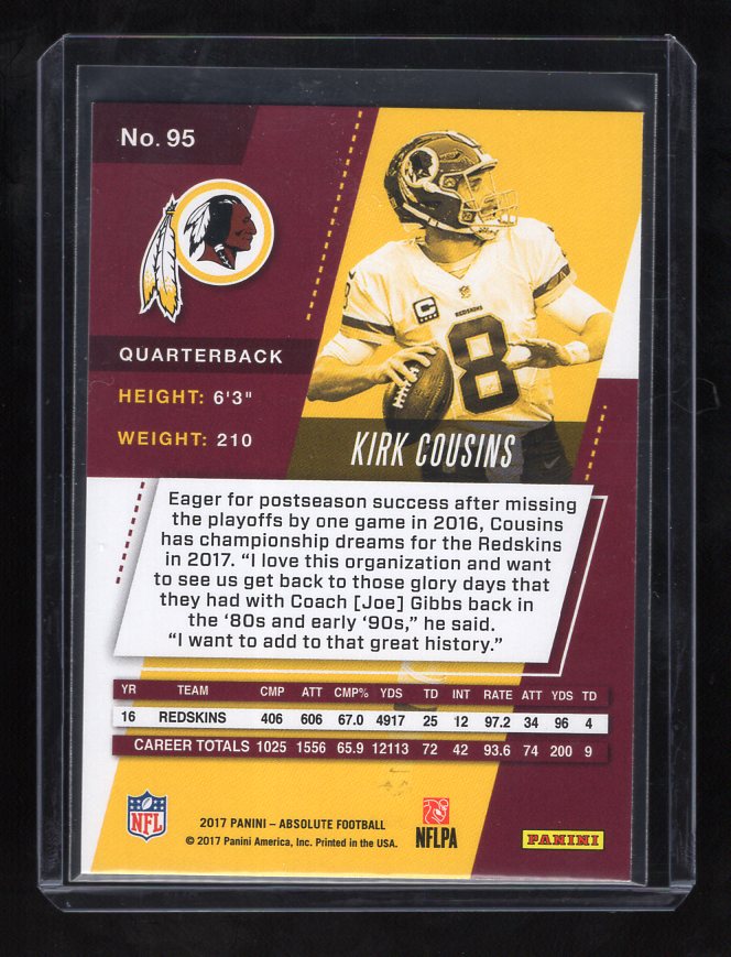 2017 Absolute #95 Kirk Cousins (Washington Redskins)