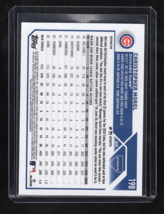 2023 Topps Chrome Refractors #198 Christopher Morel Rookie (Chicago Cubs)