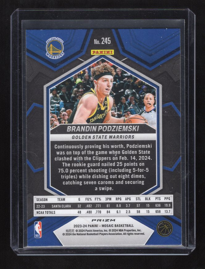 2023-24 Panini Mosaic Reactive Blue #245 Brandin Podziemski (Golden State Warriors)