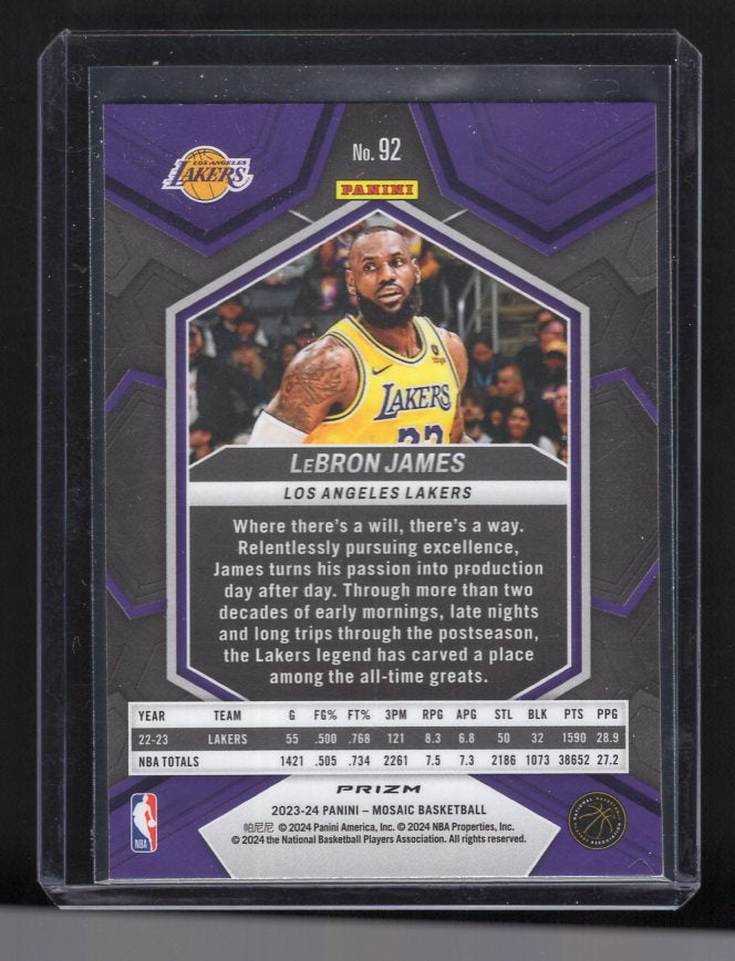2023-24 Panini Mosaic Reactive Blue #92 LeBron James (Los Angeles Lakers)