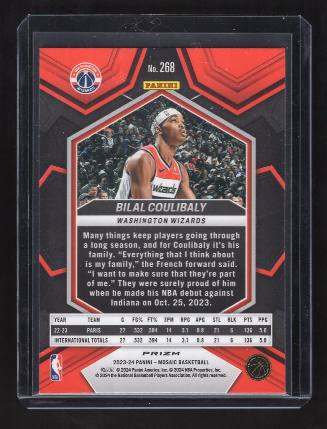 2023-24 Panini Mosaic Reactive Blue #268 Bilal Coulibaly / NBA Debut (Washington Wizards)