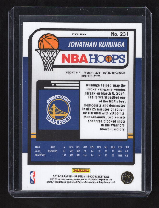 2023-24 Hoops Premium Stock Multi Wave Prizm #231 Jonathan Kuminga (Golden State Warriors)