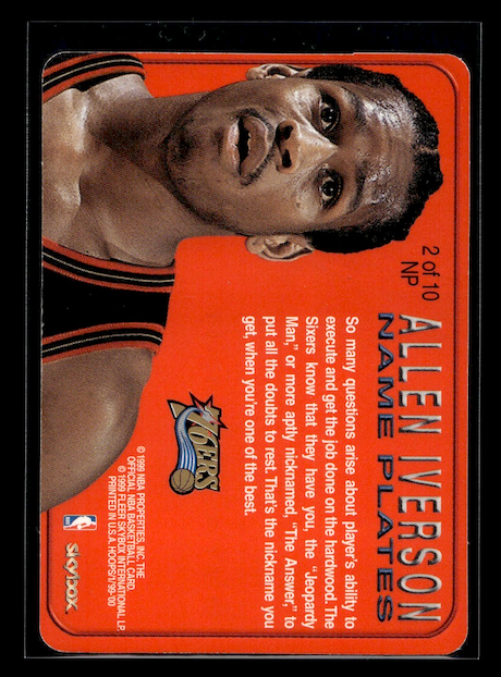 1999-00 Hoops Name Plates #NP2 Allen Iverson (Philadelphia 76ers)