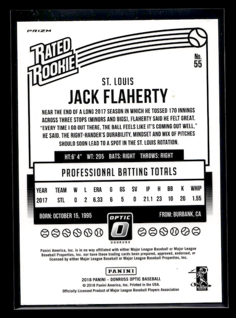 2018 Donruss Optic Bronze #55 Jack Flaherty Rated Rookie (St. Louis Cardinals)
