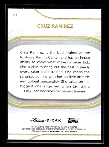 2025 Topps Chrome Disney #51 Cruz Ramirez (Disney/Pixar Film: Cars)