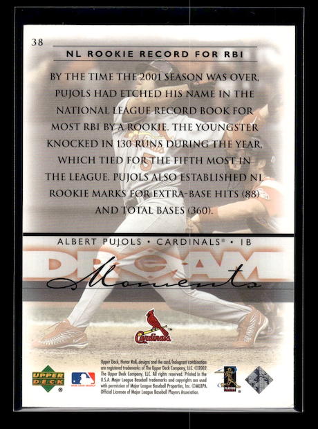 2002 Upper Deck Honor Roll #38 Albert Pujols (St. Louis Cardinals)