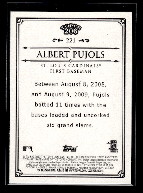 2010 Topps 206 #221 Albert Pujols (St. Louis Cardinal)