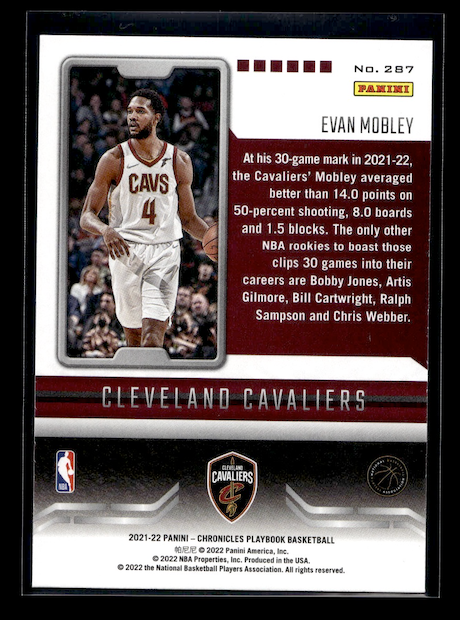 2021-22 Panini Chronicles #287 Evan Mobley/Playbook (Cleveland Cavaliers)