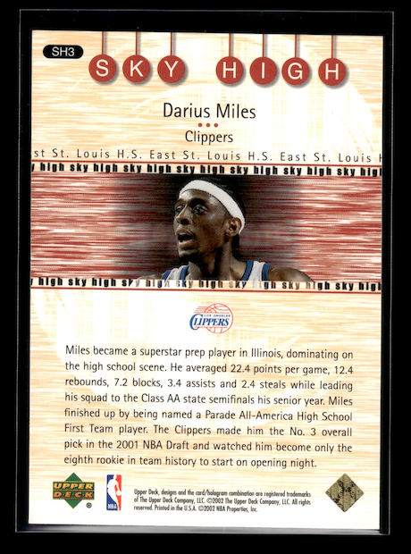 2001-02 Upper Deck Sky High #SH3 Darius Miles (Los Angeles Clippers)