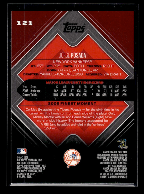 2006 Finest #121 Jorge Posada (New York Yankees)
