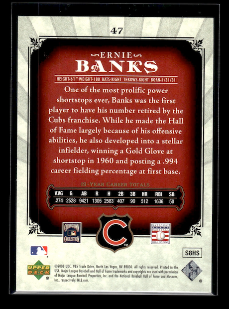 2006 SP Legendary Cuts #47 Ernie Banks (Chicago Cubs)