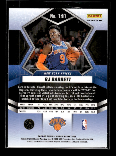 2021-22 Panini Mosaic Mosaic Green #140 RJ Barrett (New York Knicks)