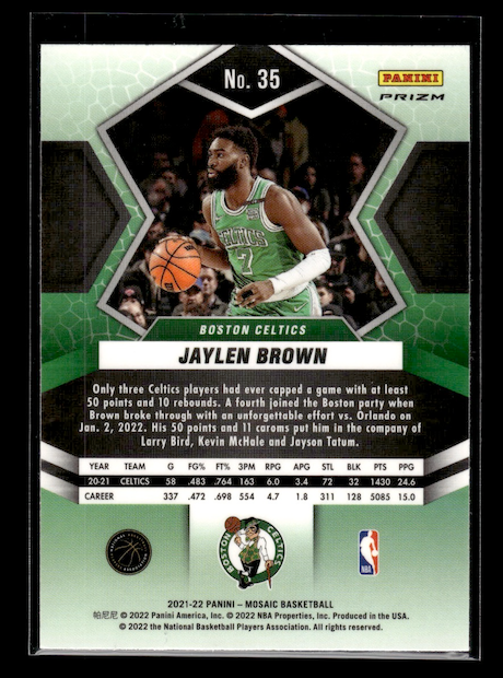 2021-22 Panini Mosaic Mosaic Green #35 Jaylen Brown (Boston Celtics)
