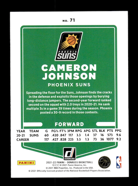 2021-22 Donruss #71 Cameron Johnson (Phoenix Suns)