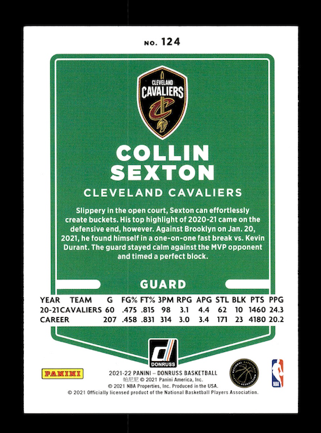 2021-22 Donruss #124 Collin Sexton (Cleveland Cavaliers)