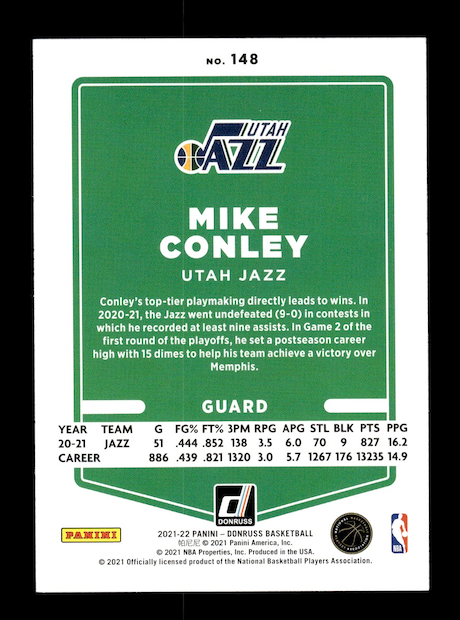 2021-22 Donruss #148 Mike Conley (Utah Jazz)